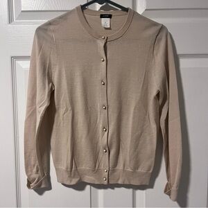 J. Crew Women's Beige 100% Wool Button-Up Cardigan